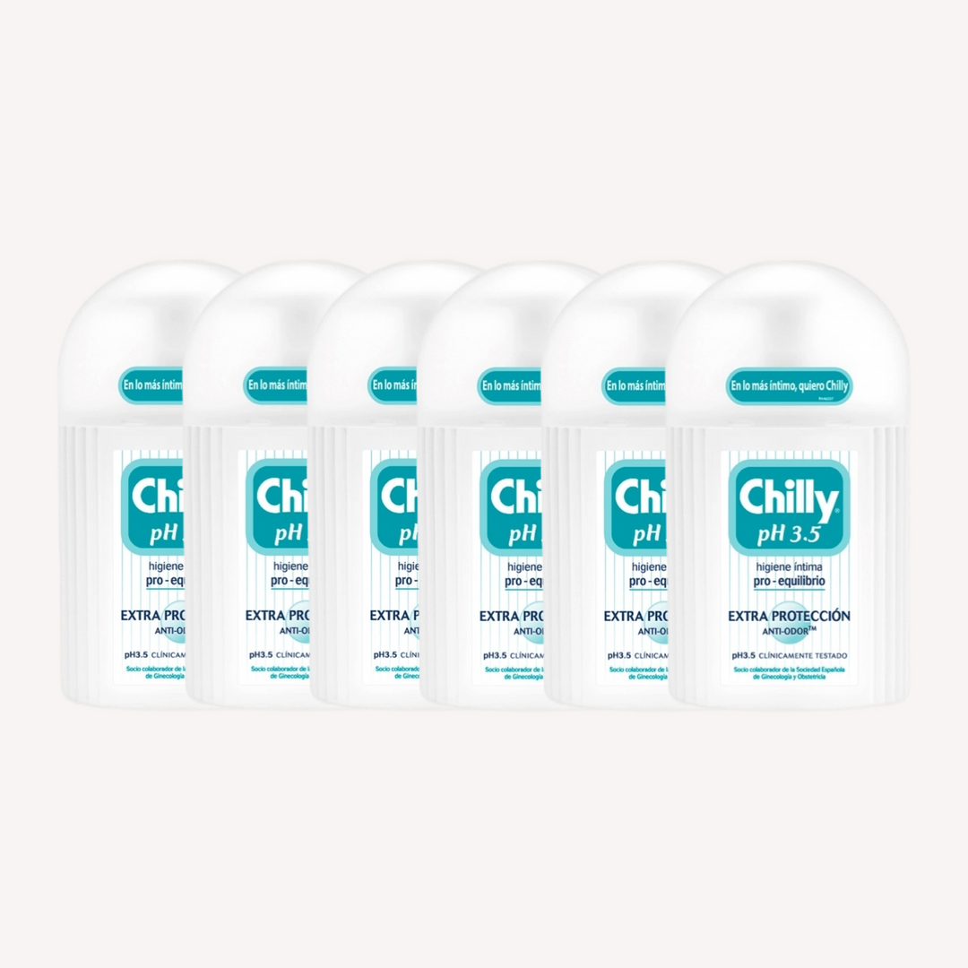 Pack 6 Chilly Gel Intimo Fórmula PH 3.5 Higiene 250ml
