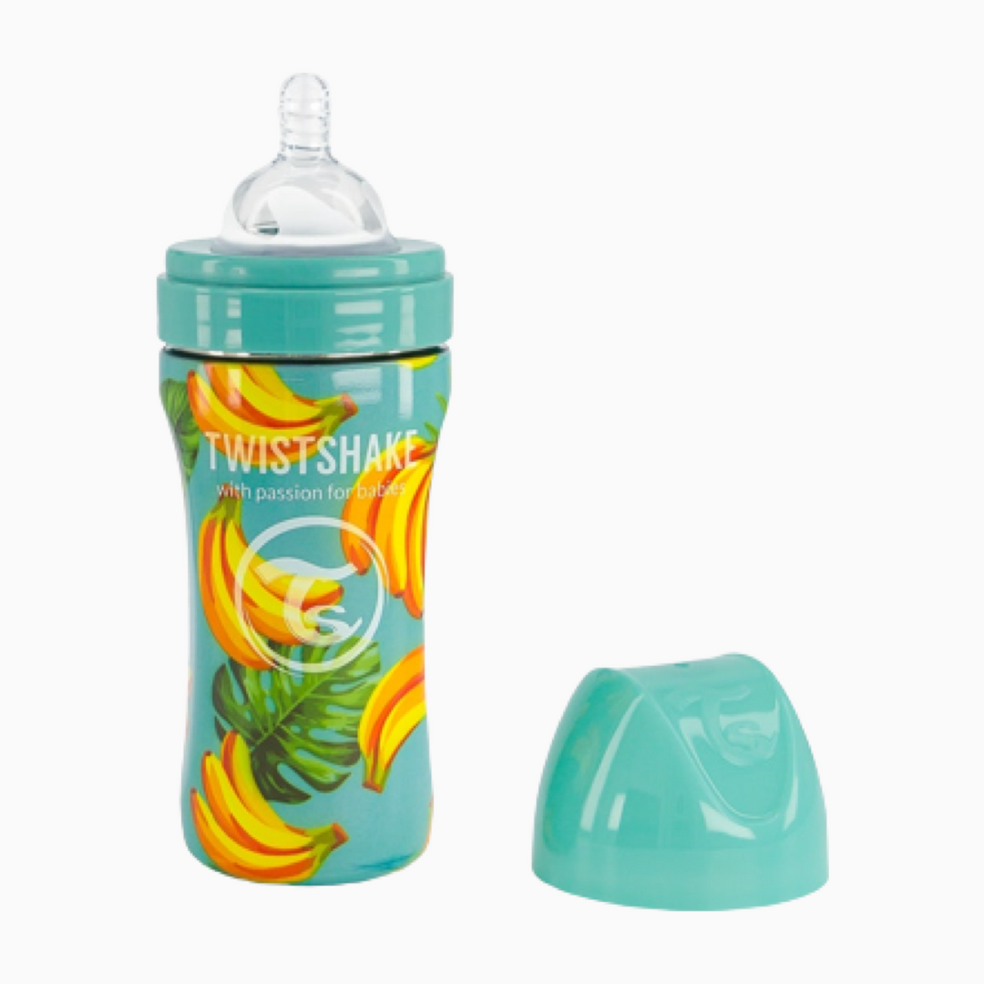 Biberón Acero Anticólico 330ml Estampado Banana Twistshake