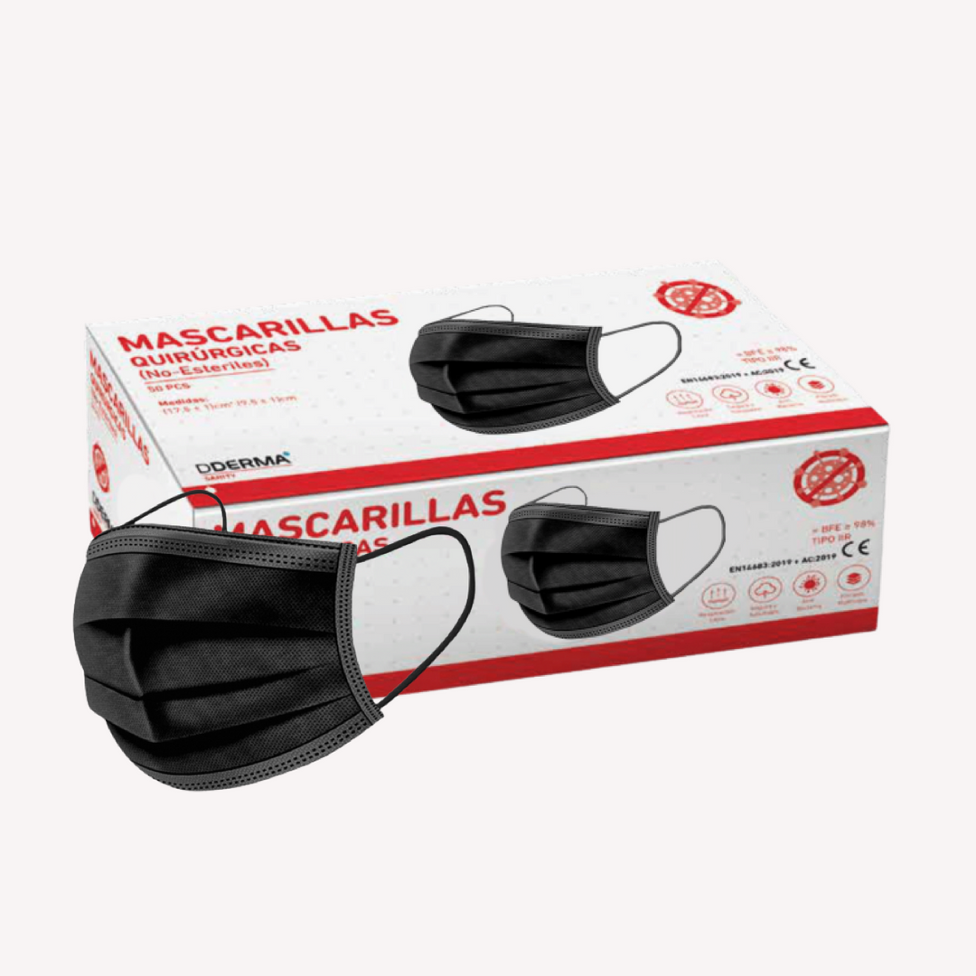 Mascarillas Quirúrgicas Dderma Sanity Negra 50 Uds