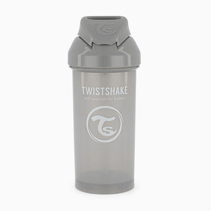 Botella Pajita Straw Cup 360ml 12+M Pastel Gris Twistshake